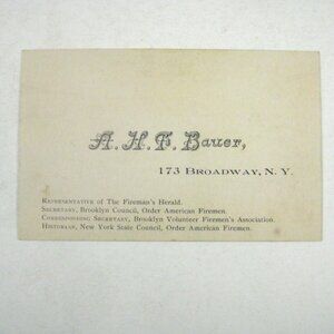 Fireman Bauer Brooklyn NY Business Card Broadway Historian Herald Circa 1900